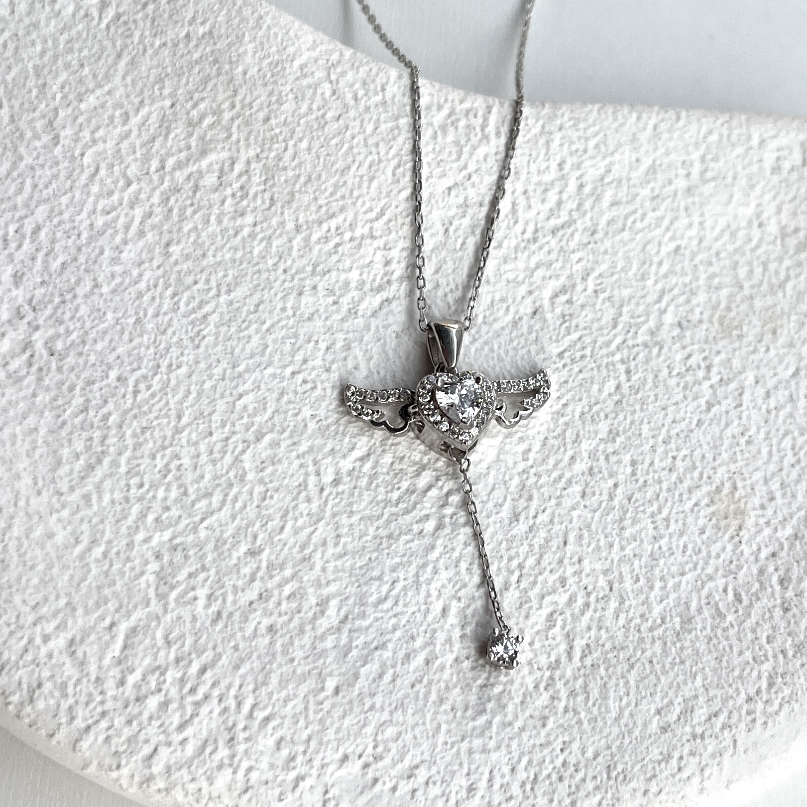 Silver Hareketli Melek Necklace