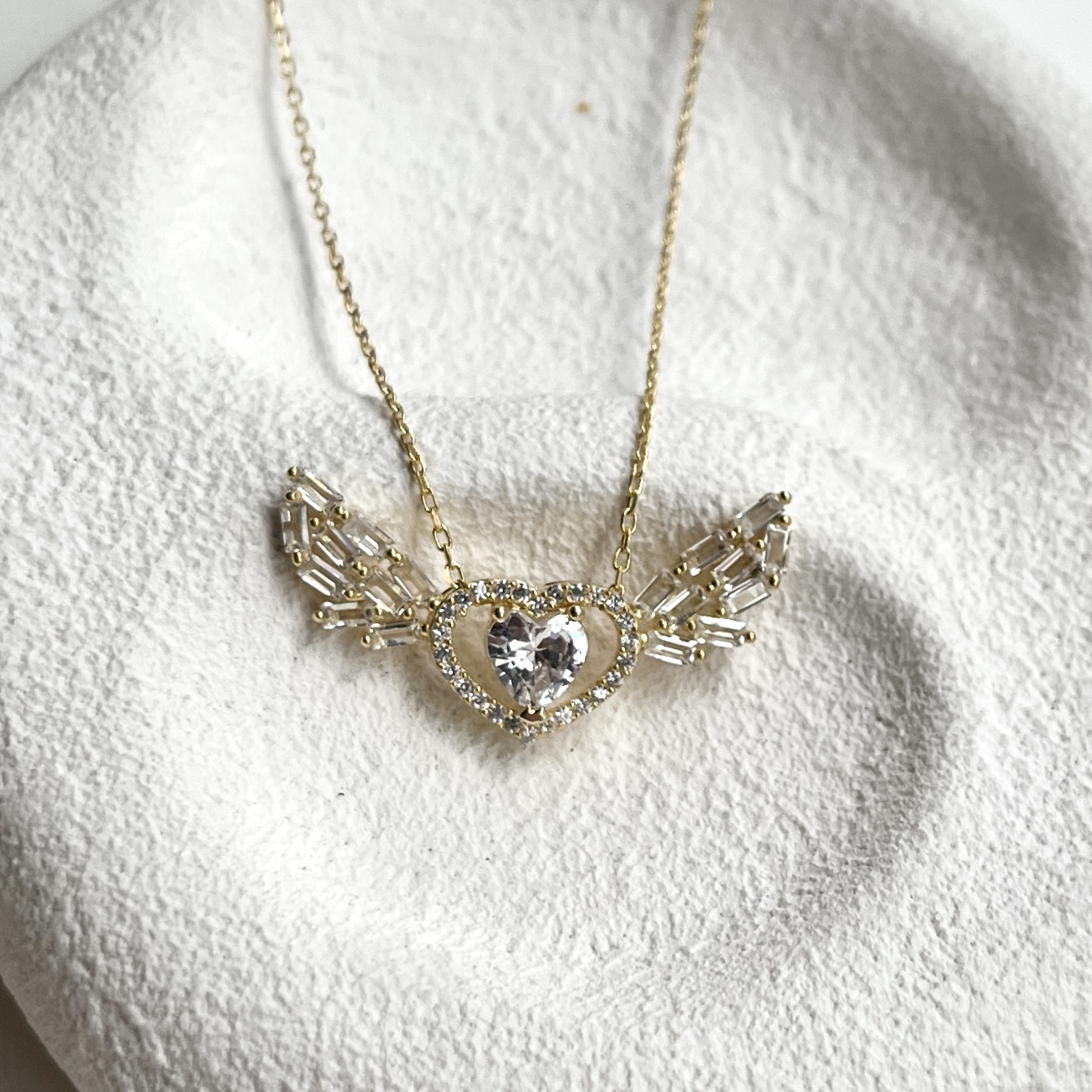 Silver Stone-set Heart Necklace