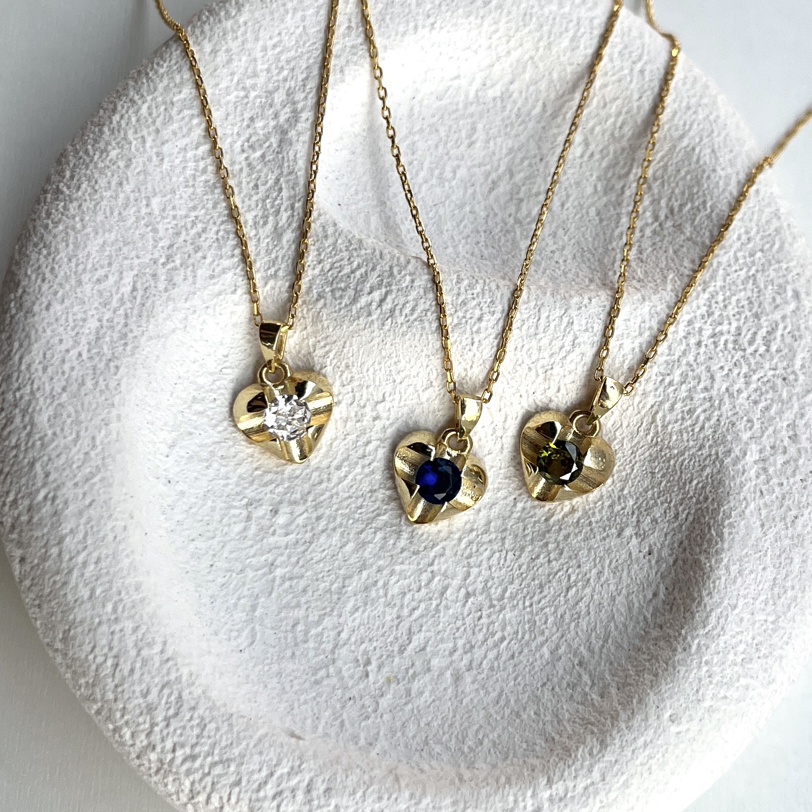 Silver Stone-set Heart Necklace