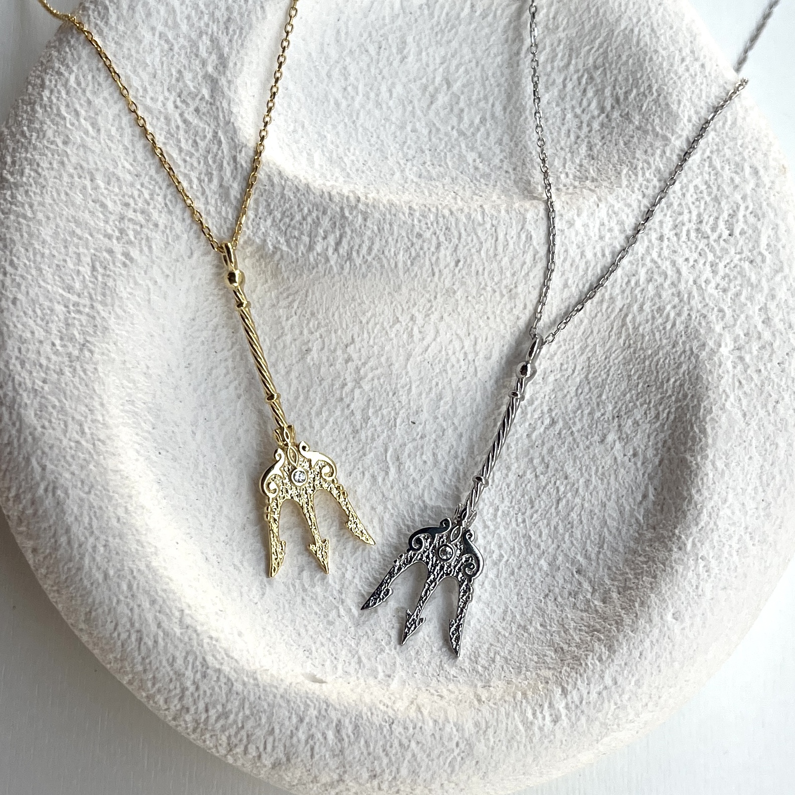 Silver Poseidon Mızrak Necklace