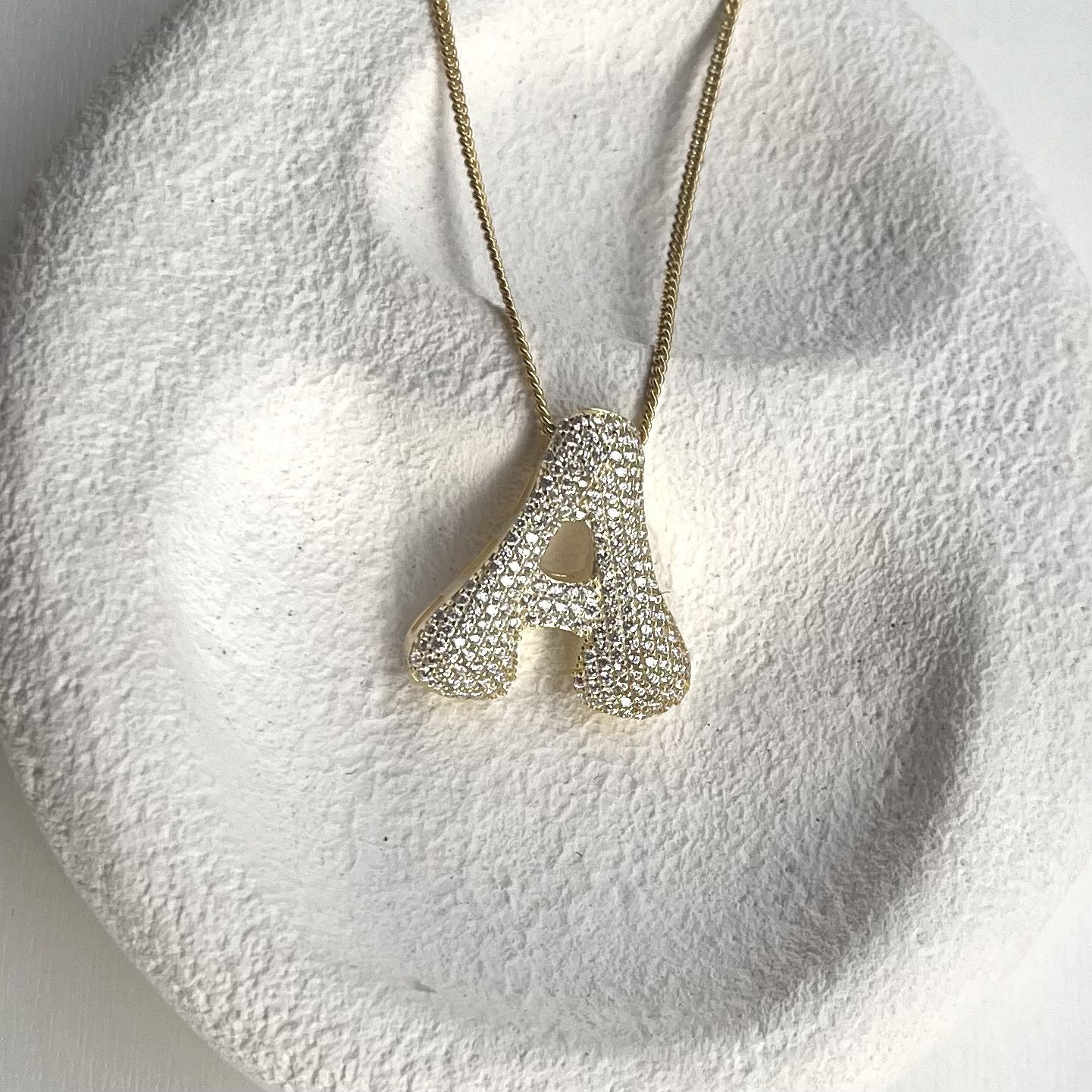 Silver Large Letter Necklace