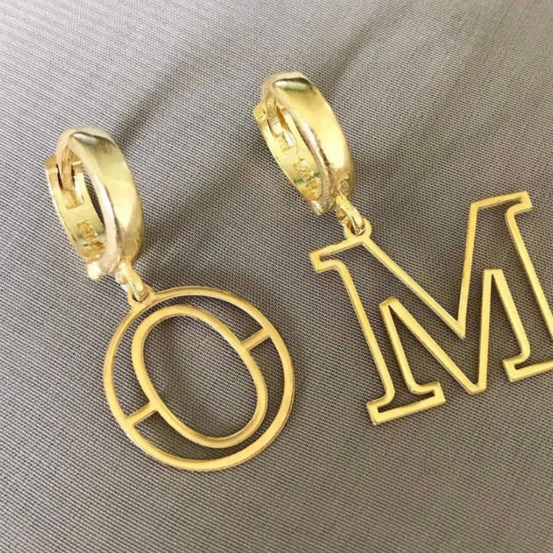 Silver Initial Earrings