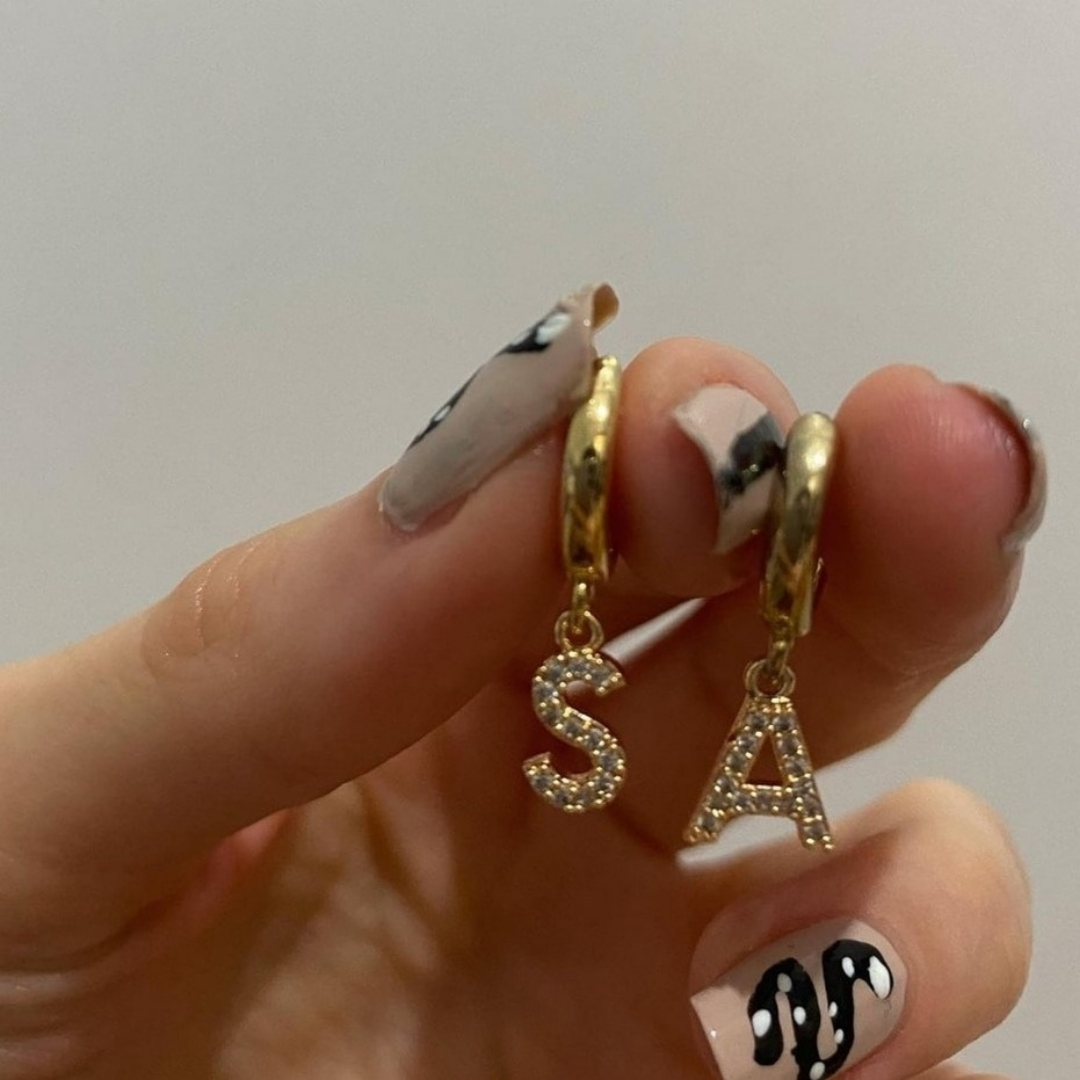 Silver Initial Earrings