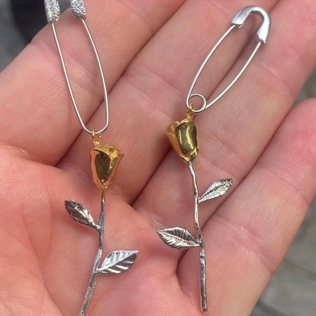 Silver Rose Earrings